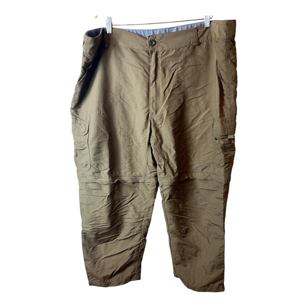Cabelas Outdoors CONVERTIBLE Cargo HIKING Pants 46x30 Brown Zip Off Mens